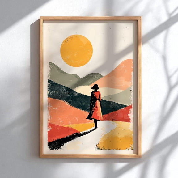Wander Soul Travel Wall Art Boho Desert Figure Poster Minimal Adventure Decor