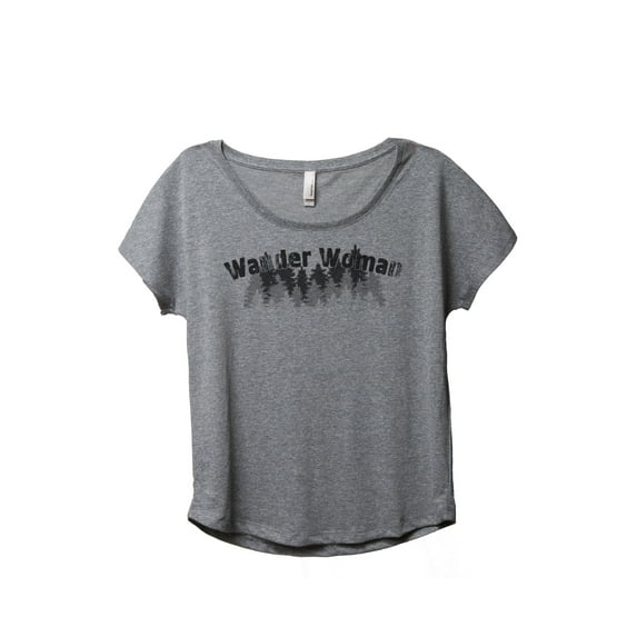 Wander Woman Women's Fashion Slouchy Dolman T-Shirt Tee Heather Grey Large