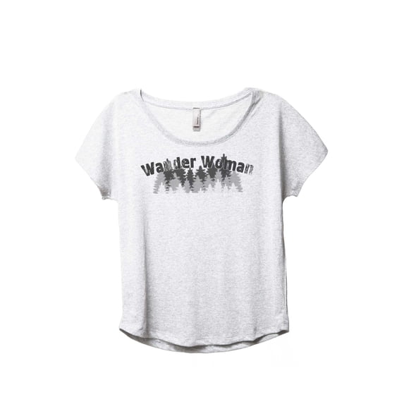 Wander Woman Women's Fashion Slouchy Dolman T-Shirt Tee Heather White 3X-Large