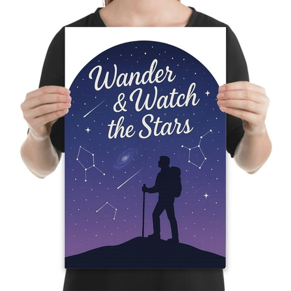 Wander stargaze, 13 x 19 inch poster, bedroom decor, dreamlike galaxy art, for travelers