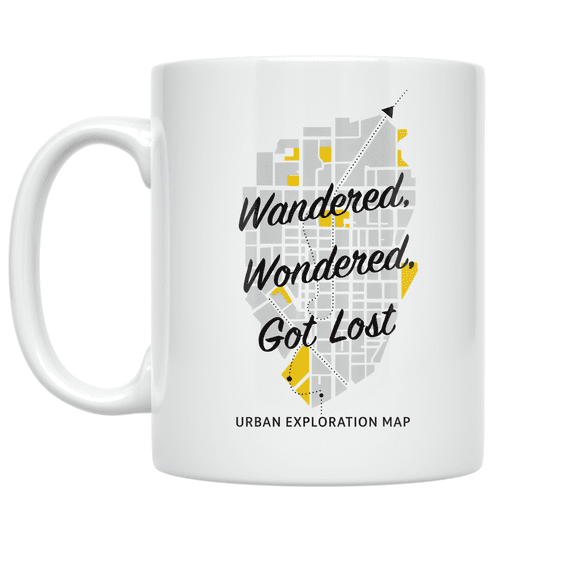 Wandered Wondered Got Lost City Map Design - Urban Exploration Enthusiast - 11 oz Ceramic Coffee Mug