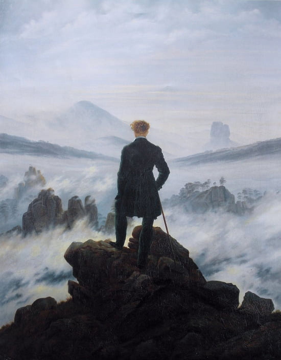 Wanderer Above The Sea Of Fog Canvas Art - Caspar David Friedrich (24 x 36)