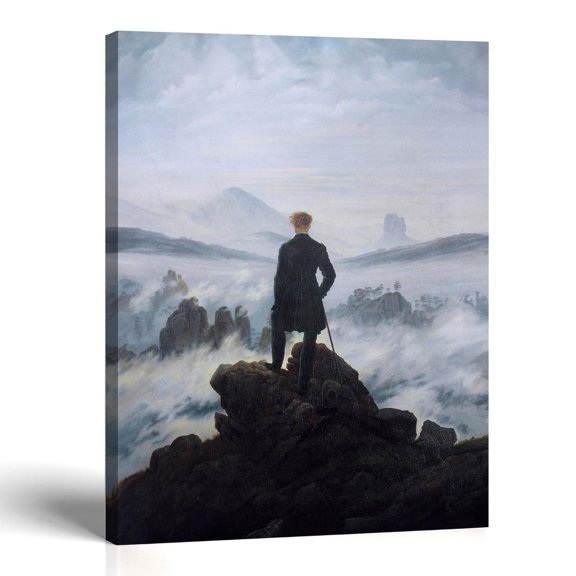 Wanderer Above the Sea of Fog Canvas Print, Caspar David Friedrich Art