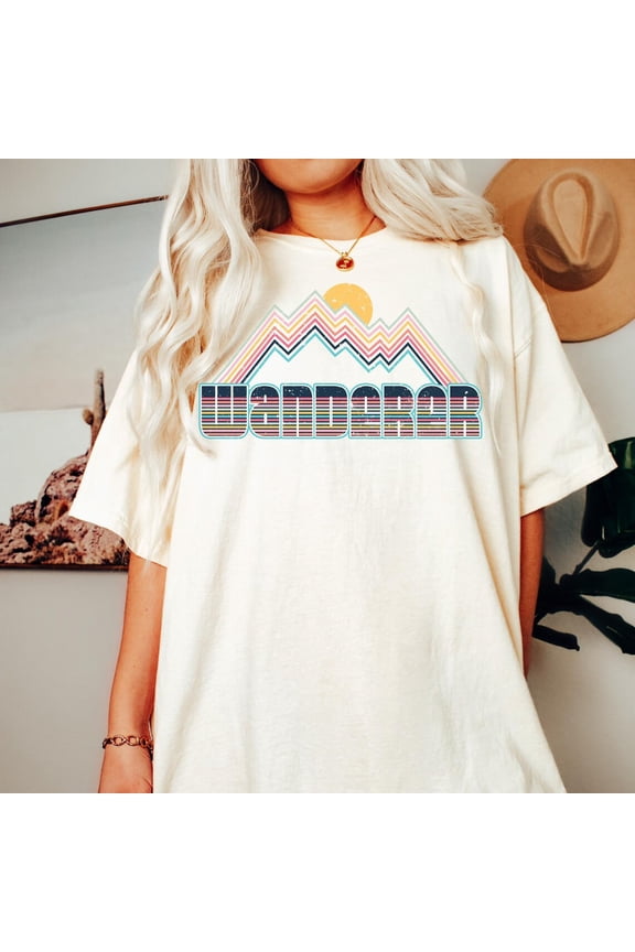 Wanderer Shirt: Retro Mountain Graphic Tee, Nature Lover All Size S-5XL