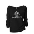 thumbnail image 1 of Wanderer Women's Fashion Slouchy 3/4 Sleeves Raglan Lightweight Sweatshirt Black Medium, 1 of 3