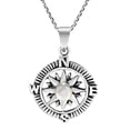 thumbnail image 1 of Wanderer’s Guide Sterling Silver Compass White MOP Inlaid Necklace, 1 of 6