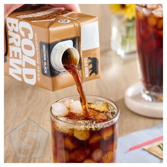 Wandering Bear Organic Straight Black Cold Brew Coffee 32 fl. oz. - 6/Case