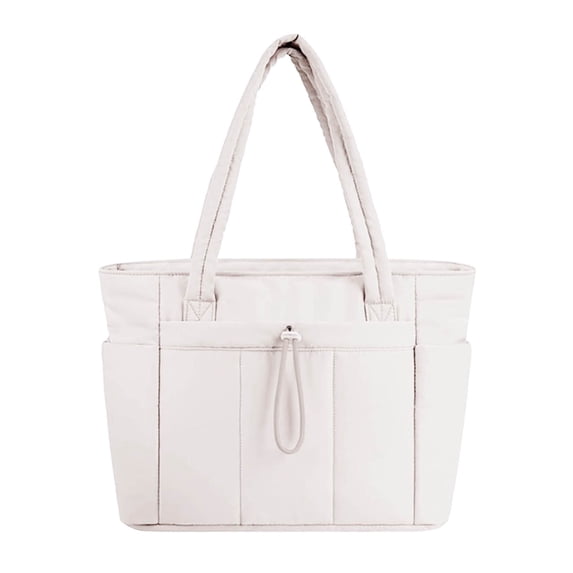Wandering Nature Puffer Tote Bag with Cup Holder & Laptop Compartment & Trolley Sleeve for Travel, Work, Nurse, Women