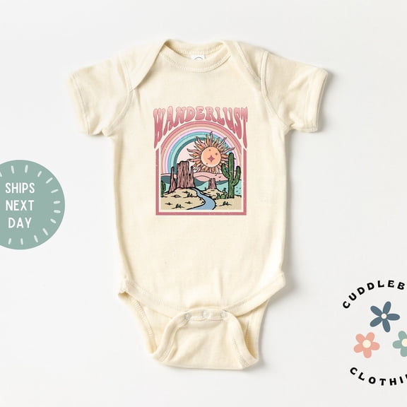 Wanderlust Baby Bodysuit, Desert Cactus Baby Bodysuit, Nature, Adventure, Baby Gift, New Baby Gift