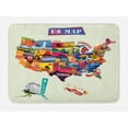 thumbnail image 1 of Wanderlust Bath Mat, US Map Seashore and Sunflowers Tourist Attractions Jersey Cow Milk Corn Field, Non-Slip Plush Mat Bathroom Kitchen Laundry Room Decor, 29.5 X 17.5 Inches, Multicolor, Ambesonne, 1 of 2