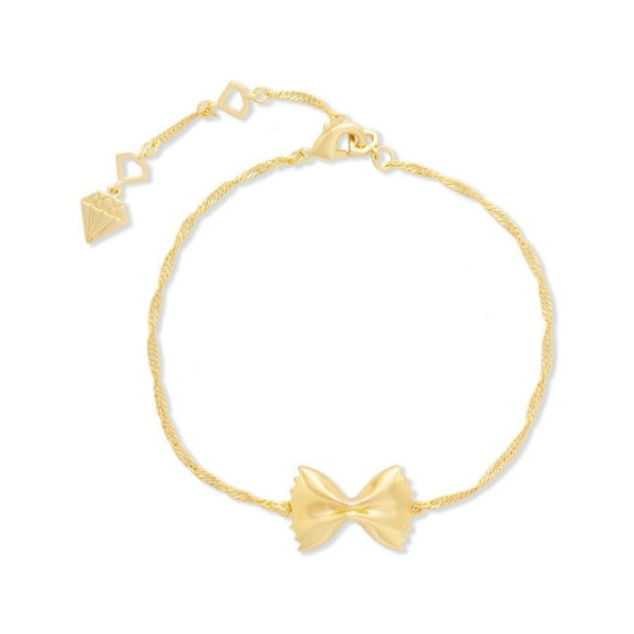 Wanderlust + Co Bow Tie Pasta Gold Bracelet 14K Gold Plated Jewelry Hypoallergenic Shower-safe C87