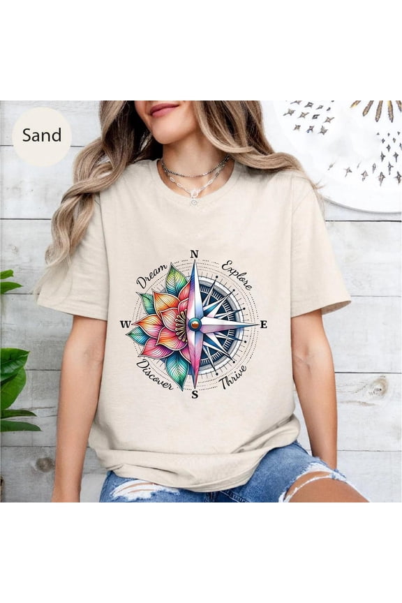 Wanderlust Compass Rose Graphic Tee: Travel Adventure Shirt SWEATSHIRT All Size S-5XL