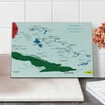 thumbnail image 1 of Wanderlust Cutting Board, Bahamas Map Beach Cayman Islands Geography District Holiday Tourism, Decorative Tempered Glass Cutting and Serving Board, Small Size, Hunter Green Blue Red, by Ambesonne, 1 of 1