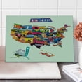 thumbnail image 1 of Wanderlust Cutting Board, US Map Seashore and Sunflowers Tourist Attractions Jersey Cow Milk Corn Field, Decorative Tempered Glass Cutting and Serving Board, Large Size, Multicolor, by Ambesonne, 1 of 1