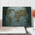 thumbnail image 1 of Wanderlust Cutting Board, World Map on Old Brick Wall Countries Continents Aged Vintage Rough, Decorative Tempered Glass Cutting and Serving Board, Large Size, Pale Grey Pale Brown, by Ambesonne, 1 of 1