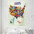 thumbnail image 1 of Wanderlust Decor Wall Hanging Tapestry, US map seashore sunflowers tourist attractions jersey cow milk corn field, Bedroom Living Room Dorm Accessories, 60 X 80 Inches, by Ambesonne, 1 of 1