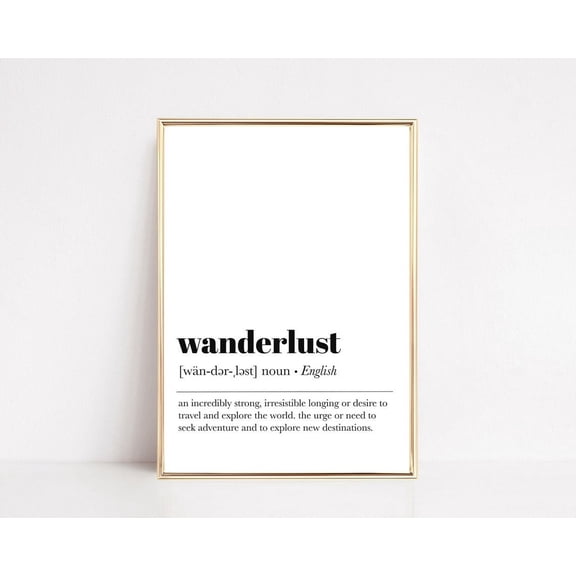 Wanderlust Definition Minimalist Travel Wall Art, Unframed Paper Print Size 8x12