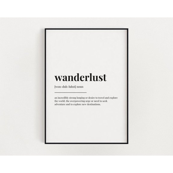 Wanderlust Definition Print, Wall Art, Definition Print, Wall Art, Home Decor #3341, Stretched Canvas Size 16x24
