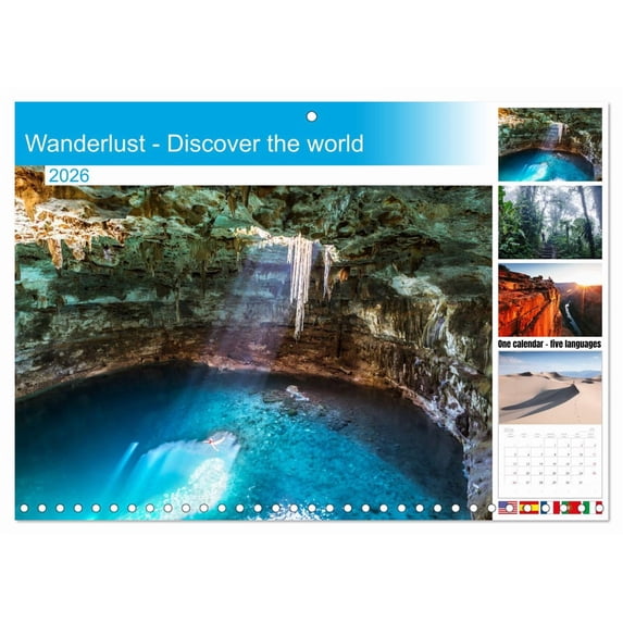Wanderlust - Discover the world (Monthly Wall Calendar 2026 11.7 x 16.5 (open)), CALVENDO 14 Month Calendar