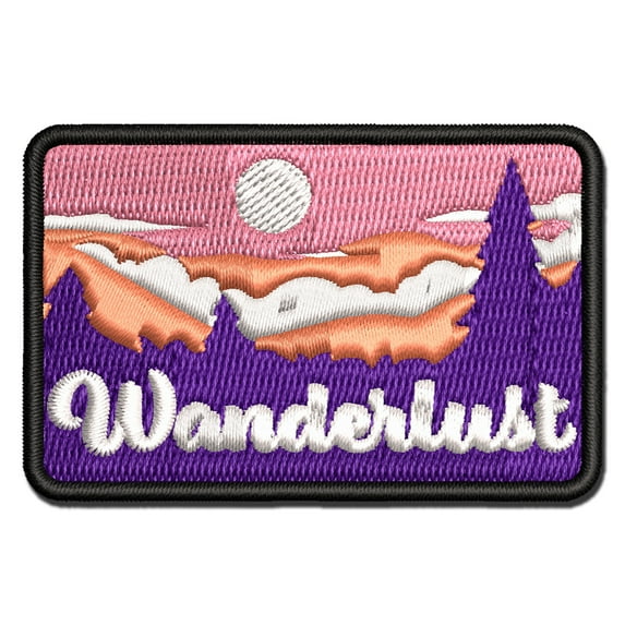 Wanderlust Hiking Mountains Forest Travel Applique Multi-Color Embroidered Iron-On Patch - 2.0 Inch Mini