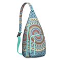thumbnail image 1 of Wanderlust Mandala Sling Backpack&nbsp;- Ethnic Bohemian Pattern Crossbody Shoulder Bag, USB Port for Tech Essentials, 1 of 4