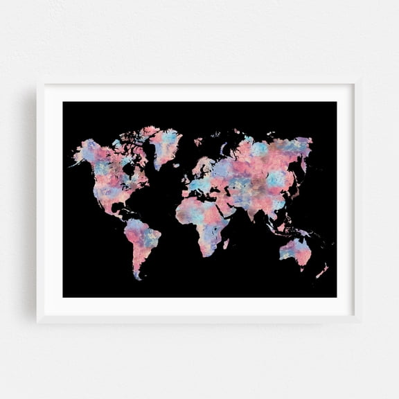 Wanderlust - Mixed Media Map Pastel Abstract Travel Poster Modern Art White Framed Wall Art Print 9 x 12 inches