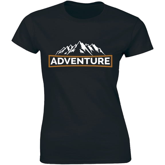 Wanderlust Mountain Adventure Traveling Womens Black T-Shirt Hiking Trailing