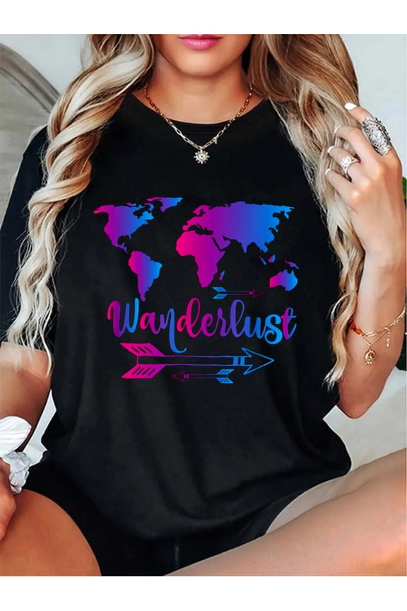 Wanderlust Shirt Travel World Map Adventure T-Shirt