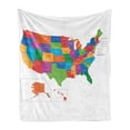 thumbnail image 1 of Wanderlust Soft Flannel Fleece Blanket, Colorful USA Map with States and Capital Cities Washington Florida Indiana Print, Cozy Plush for Indoor and Outdoor Use, 50" x 70", Multicolor, by Ambesonne, 1 of 5