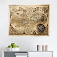 thumbnail image 1 of Wanderlust Tapestry, World Map on Old Brick Wall Construction Grunge Antique Stained Abstract, Fabric Wall Hanging Decor for Bedroom Living Room Dorm, 2 Sizes, Pale Grey White, by Ambesonne, 1 of 1