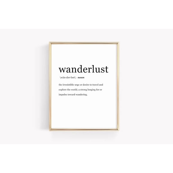 Wanderlust Travel Definition Print Dictionary Poster Quote Wall Art Minimalist Unframed Paper Poster 8x10in