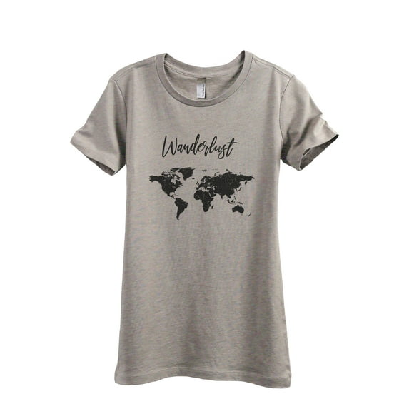 Wanderlust Travel World Women's Fashion Relaxed T-Shirt Tee Heather Tan Medium