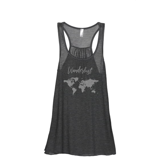 Wanderlust Travel World Women's Fashion Sleeveless Flowy Racerback Workout Yoga Tank Top Charcoal Grey X-Large