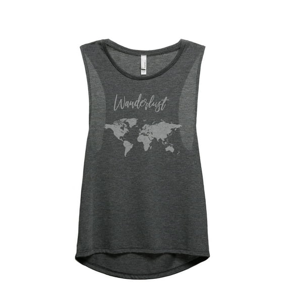 Wanderlust Travel World Women's Fashion Sleeveless Muscle Workout Yoga Tank Top Charcoal Grey 2X-Large