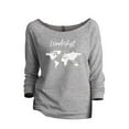 thumbnail image 1 of Wanderlust Travel World Women's Fashion Slouchy 3/4 Sleeves Raglan Lightweight Sweatshirt Sport Grey Large, 1 of 3