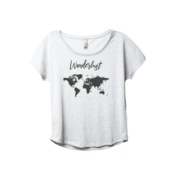 Wanderlust Travel World Women's Fashion Slouchy Dolman T-Shirt Tee Heather White 2X-Large