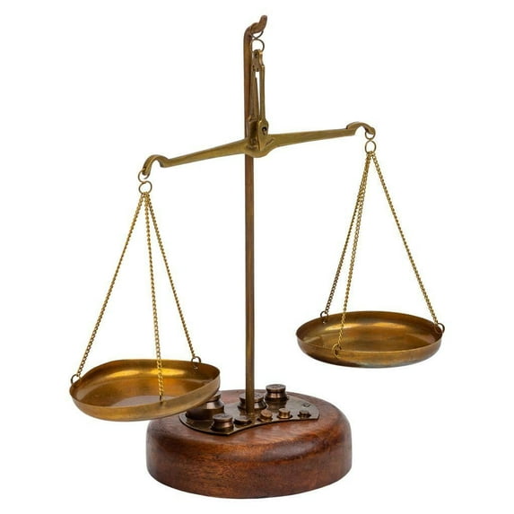 Wanderlust deco Metal Scale and Gold Wooden Base