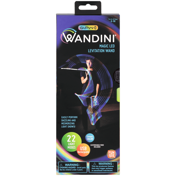 Fun in Motion Toys -Wandini Glow.0 Magic Levitating and Collapsible LED Rechargeable Multicolor Wand