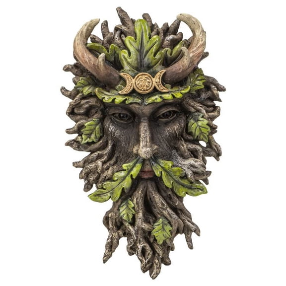Wandrelief Greenman Horned God Triple Moon Wall Sculpture