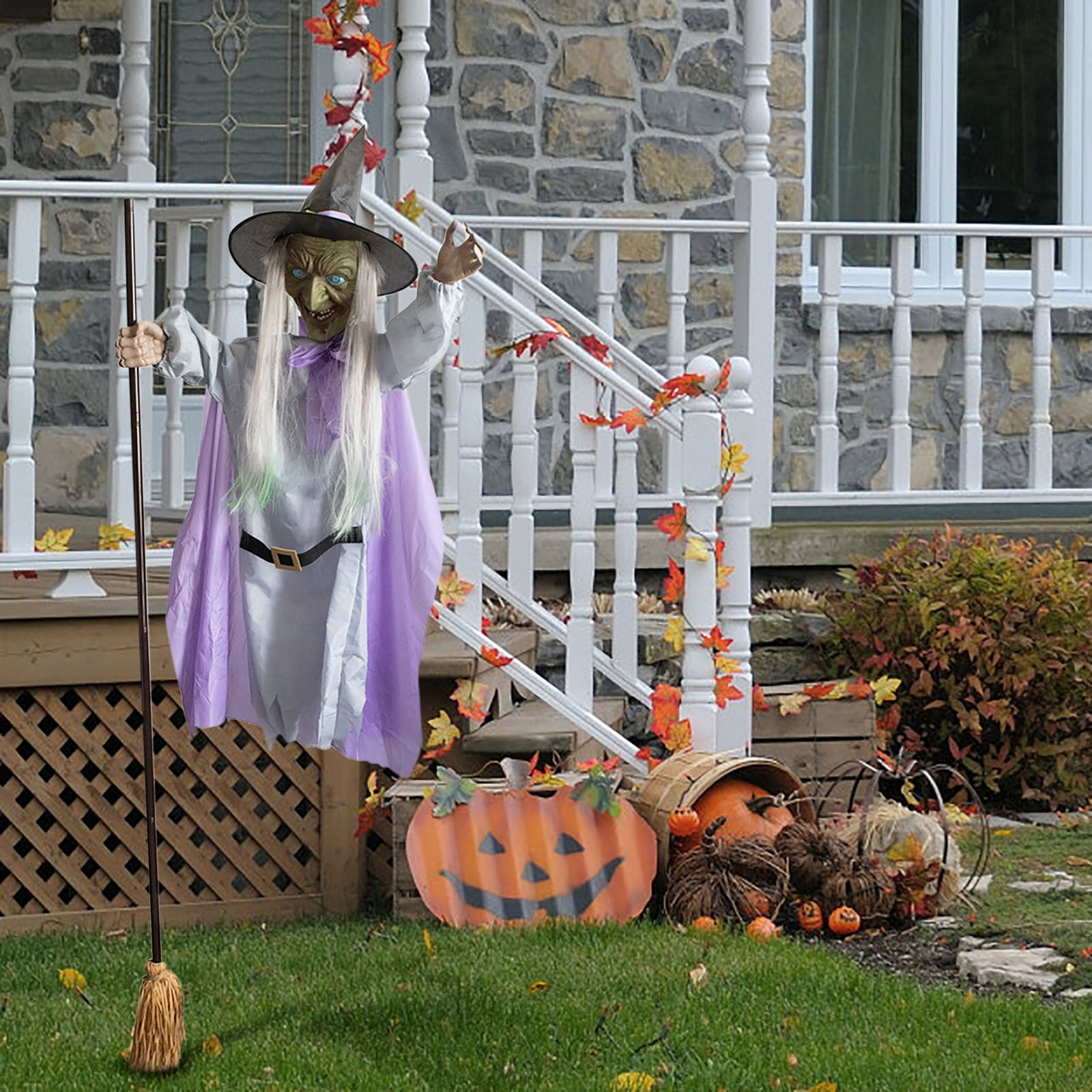 Wanfds 6.7FT Floating Witch Halloween Decor,Animated Hovering Witch ...