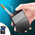 thumbnail image 1 of Wanfds Cigarette Case with Lighter King Size 20pcs Cigarettes 1 Pack Rechargeable Flameless Windproof Electric Lighter Makeup Mirror(Black), 1 of 6