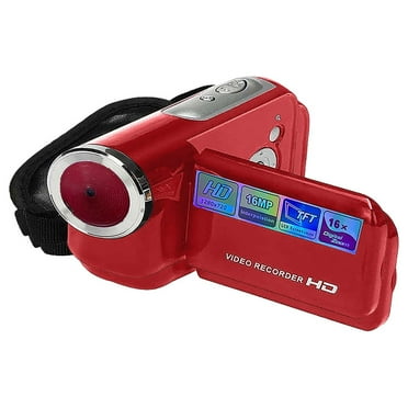 Wanfds Digital Camera, HD 1080P Rechargeable Camera, Lanyard, 16X Zoom Anti Shake, 16MP Compact Portable Camera, Video Recorder, Birthday Gift for Adult Student Teen Kids Beginner(Red)