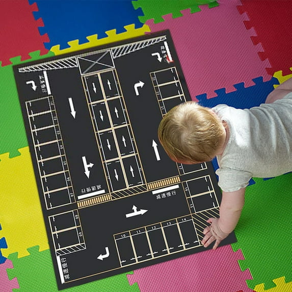 Wanfds Kids Car Rug Playmat Carpet, Playroom City Road Race Track Rug for Playing Cars Toys, Educational Area Rugs for Bedroom Classroom Toddlers Kids Room Safe Area Decor,16×24 INCH(C)