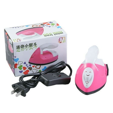 Wanfds Mini Craft Iron,Rose Red Mini Heat Press Small Iron Portable Handy Travel Heat Iron-on for Transfers,Clothes,Crafts,Patches,DIY(Red)