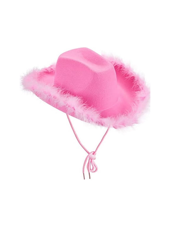 Wanfds Toddler Kids Baby Girls Boys Cowboy Hat Western Wide Brim Cowgirl Hat Party Dress Up Costume Accessories(Pink)