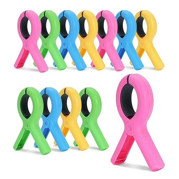 Wanfoou 12Pcs Beach Towel Clips for Beach Chairs, 3.7 Inch Chair Clip for Cruise Pool, Clothes Pins Heavy Duty 4 Colors