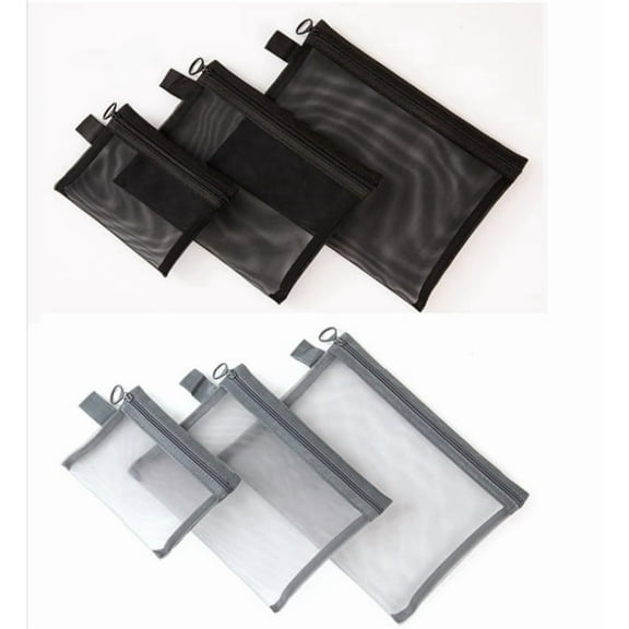 Wanfoou 6 Pack Mesh Zipper Pouch Set, Lightweight Makeup Bags for Travel, Cosmetics, Toiletries, and Small Items Organizer (3 Sizes)