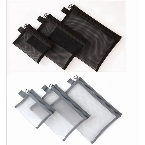 Wanfoou 6 Pack Mesh Zipper Pouch Set, Lightweight Makeup Bags for Travel, Cosmetics, Toiletries, and Small Items Organizer (3 Sizes)