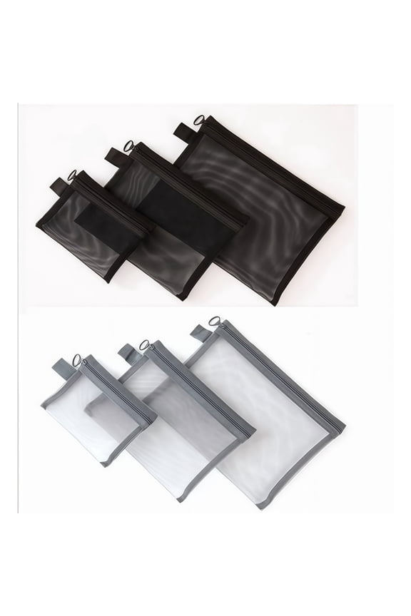 6 Pack Mesh Zipper Pouch Set, Lightweight Makeup Bags for Travel, Cosmetics, Toiletries, and Small Items Organizer (3 Sizes)