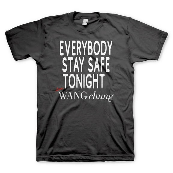 Men's Wang Chung Stay Safe T-shirt Medium Black